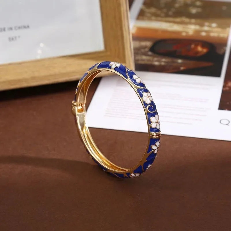 Jonc a fleur bleu foncé l'héritage doré