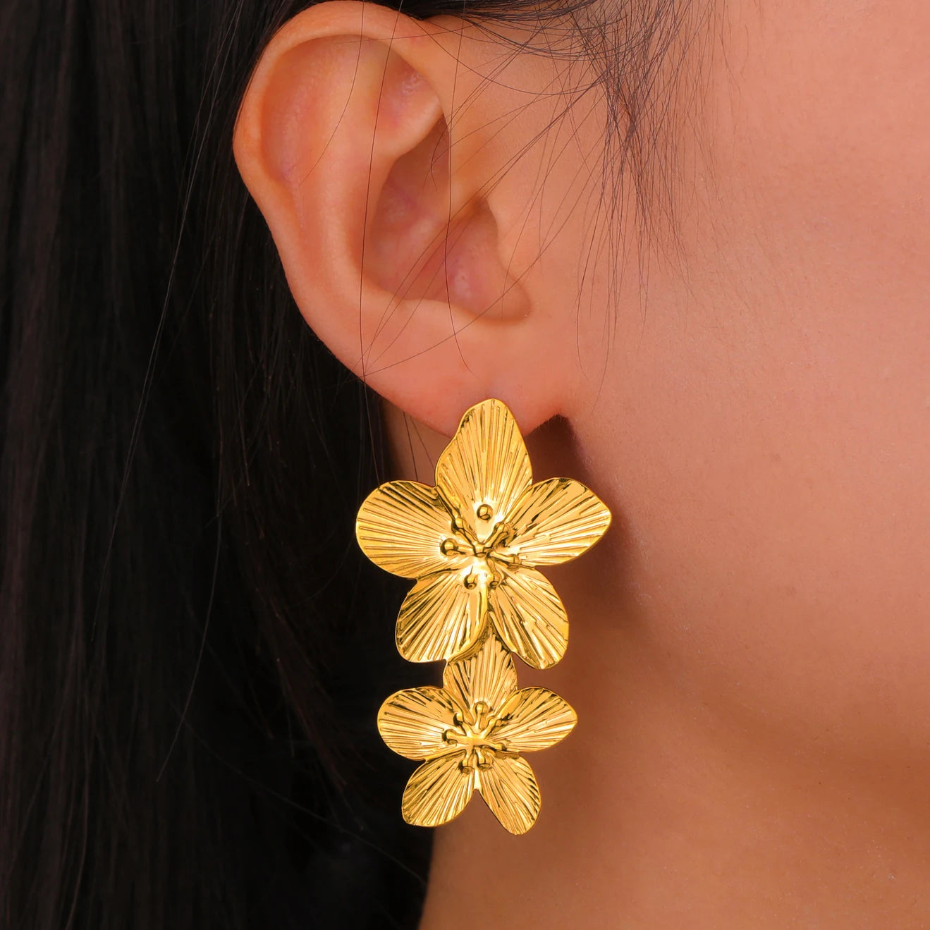 boucles d'oreilles doubles Floréa l'héritage doré